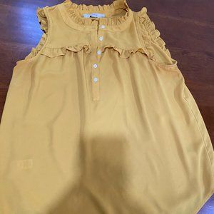 Mustard Ruffle Cap Sleeve Shirt